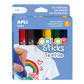 APLI barvy v tyčince na textil, 6 ks, mix barev