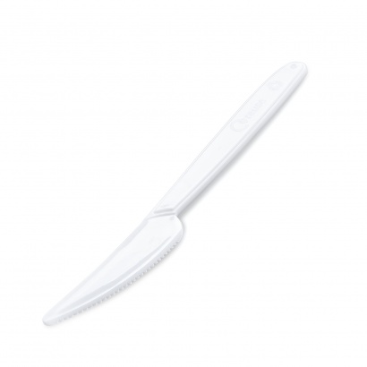 Plastový jídelní nůž bílý 18,5 cm   50 ks