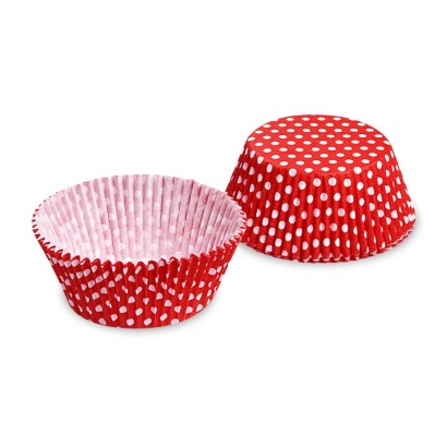 Cukrářské košíčky s puntíky bílo-červené pr.50 x 30 mm, 40 ks