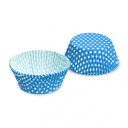 Cukrářské košíčky s puntíky bílo-modré pr.50 x 30 mm, 40 ks