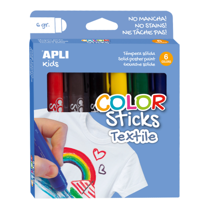 APLI barvy v tyčince na textil, 6 ks, mix barev