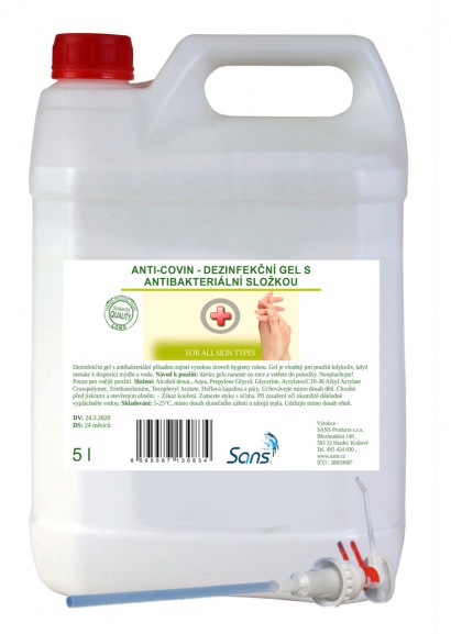 Desinfekční gel s antibakteriální složkou Anti Covin  5 l