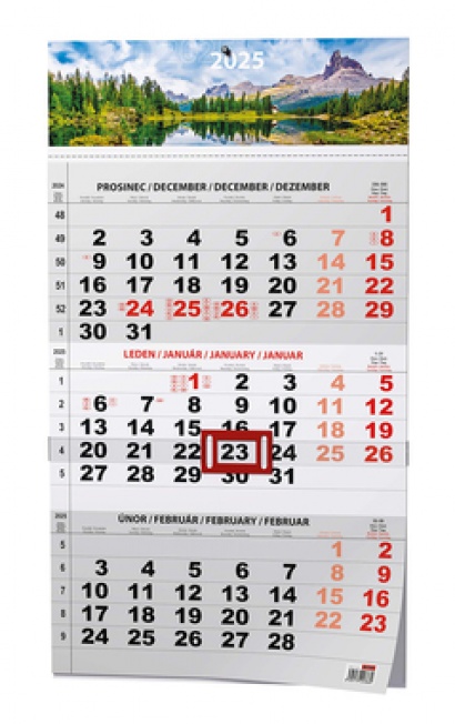 Nástěnný kalendář A3 - Tříměsíční černý Příroda