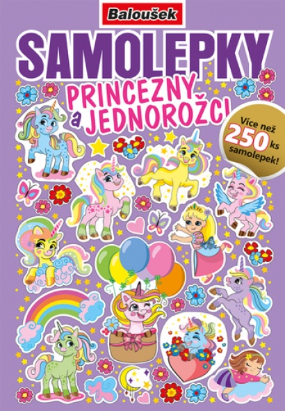 Samolepkový sešit Princezny a jednorožci A5 16 stran 250 samolepek