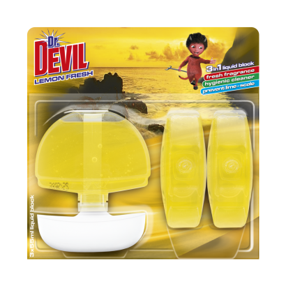 Dr. Devil 3 in 1 Lemon fresh  WC  tekutý blok