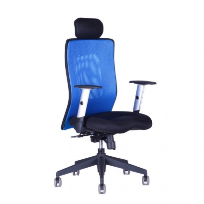 Kancelářská židle Calypso XL s pevným  podhlavníkem modrá
