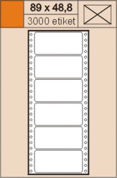 Tabelační etikety 89 x 48,8 mm jednořadé,3000 etiket