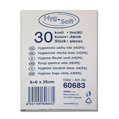 Hygienické sáčky plastové HDPE, 8+6x25 cm,    30 ks