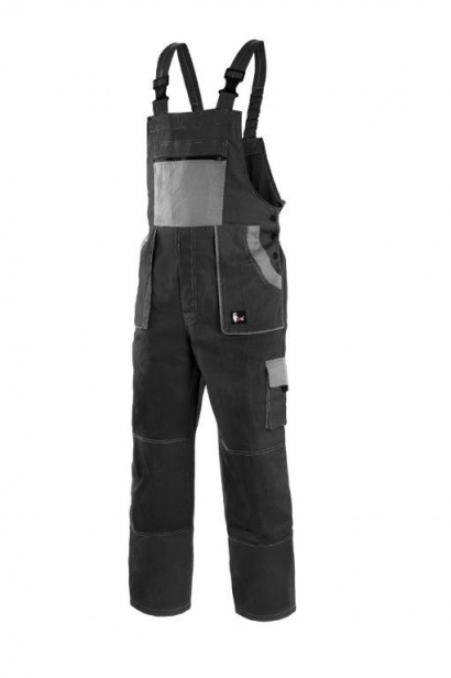 Kalhoty s náprsenkou CXS Luxy šedo-černé vel. 48